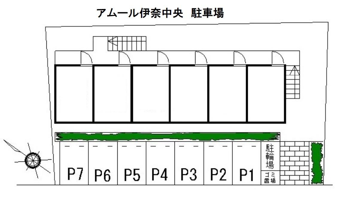 アムール伊奈中央　駐車場の駐車配置図