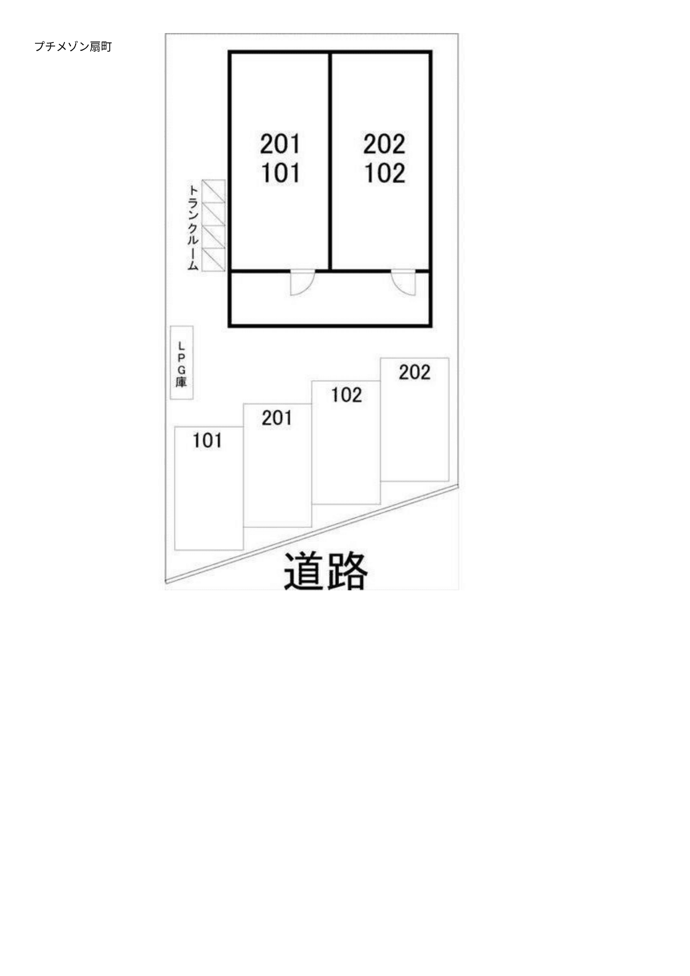 プチメゾン扇町の駐車配置図
