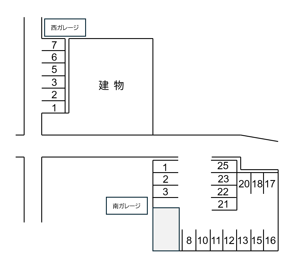 伊庭ガレージの駐車配置図