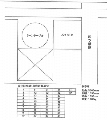 ＫＦ－Ｐａｒｋ四ツ橋ＫＦビルの駐車配置図