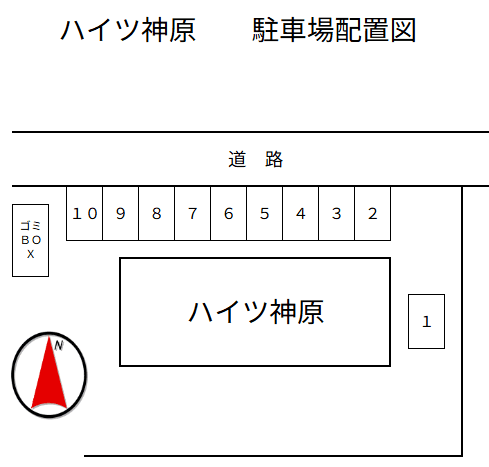 ハイツ神原の駐車配置図