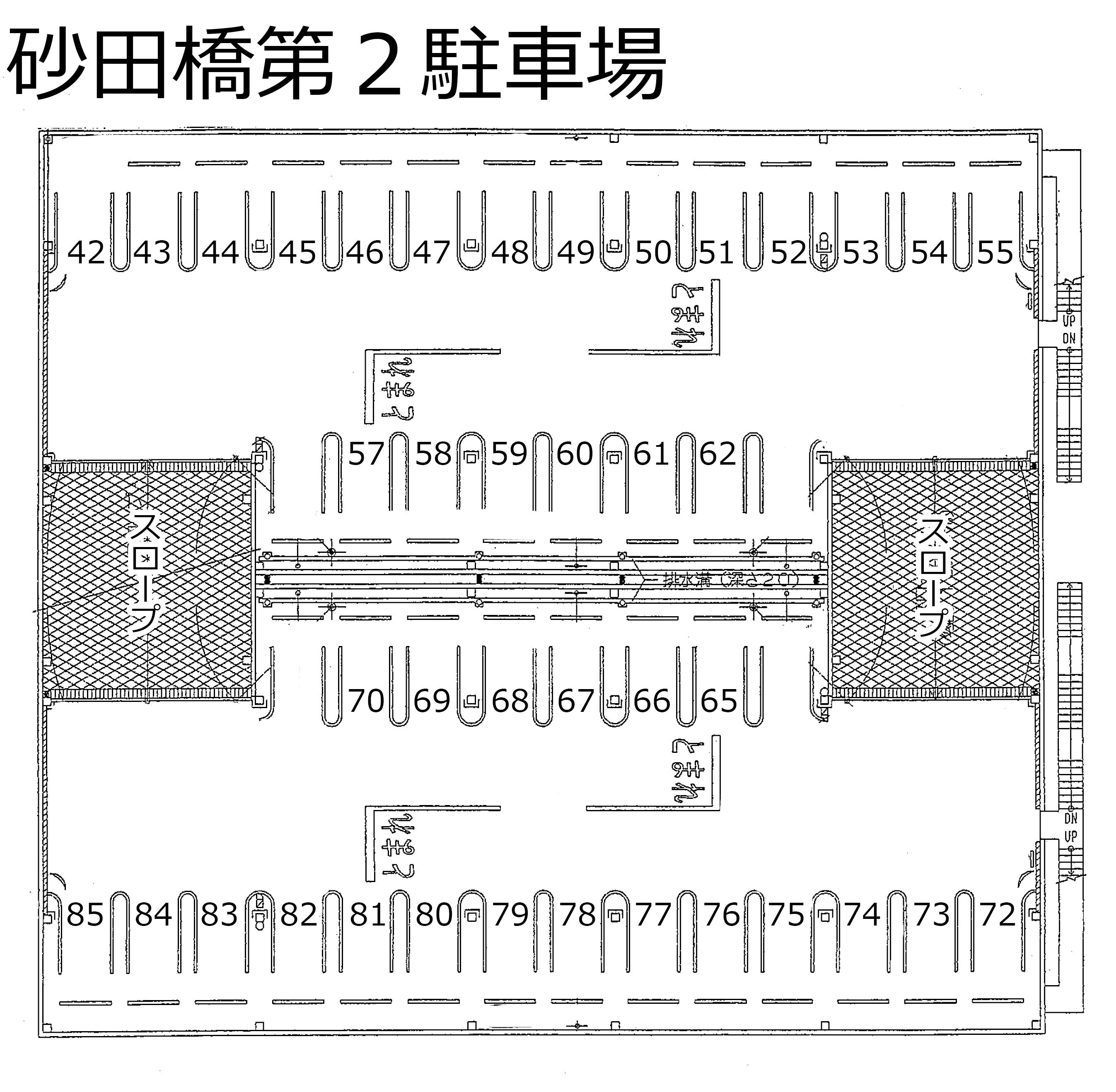 砂田橋第２駐車場の駐車配置図
