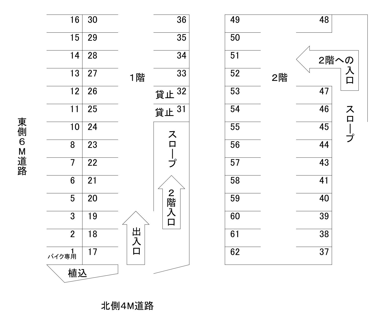 内織駐車場Gの駐車配置図
