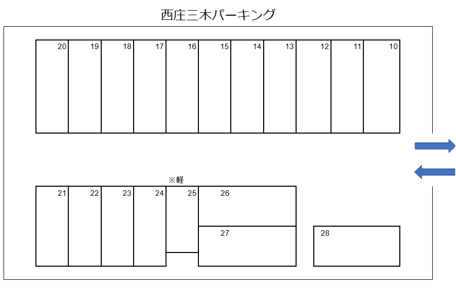 西庄三木パーキングの駐車配置図