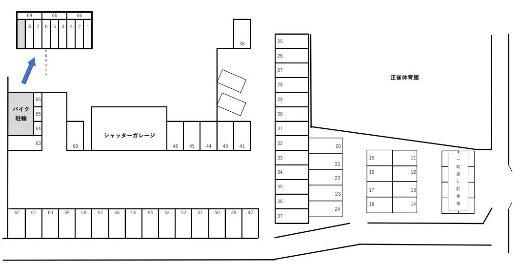 西口モータープールの駐車配置図