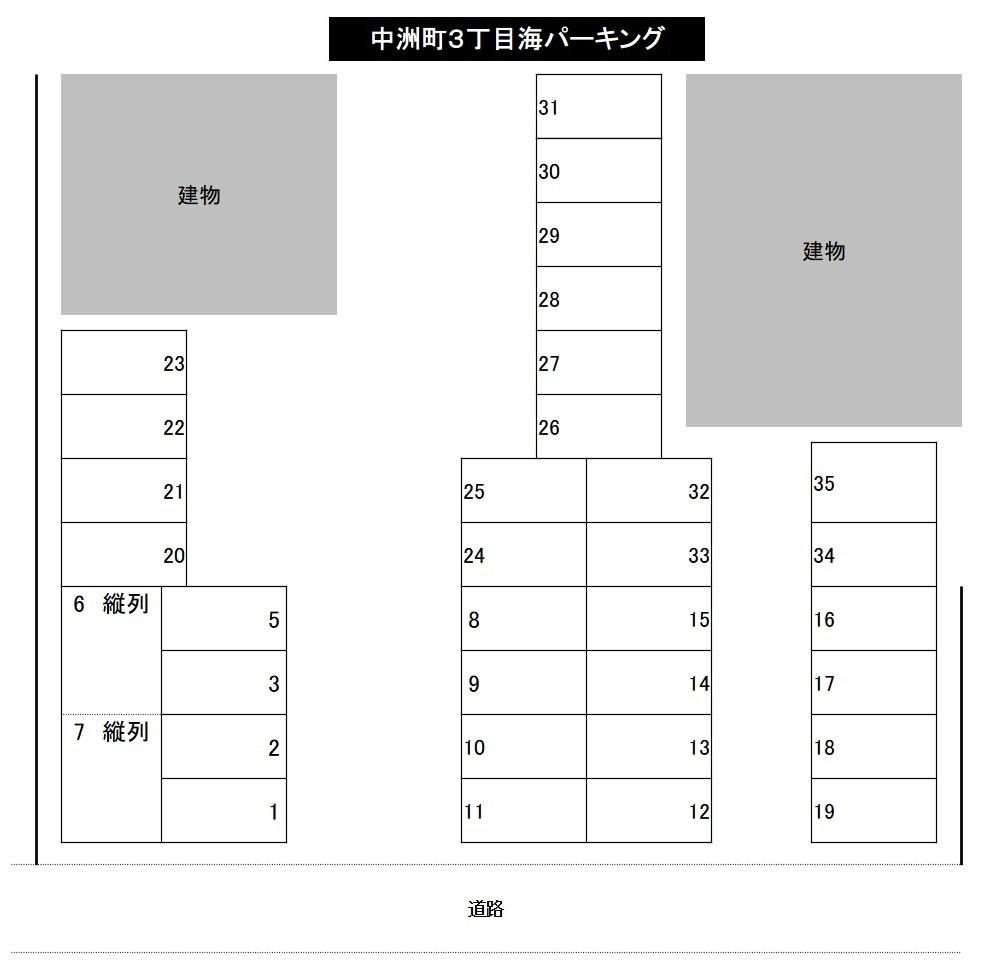 中洲町３丁目海パーキングの駐車配置図