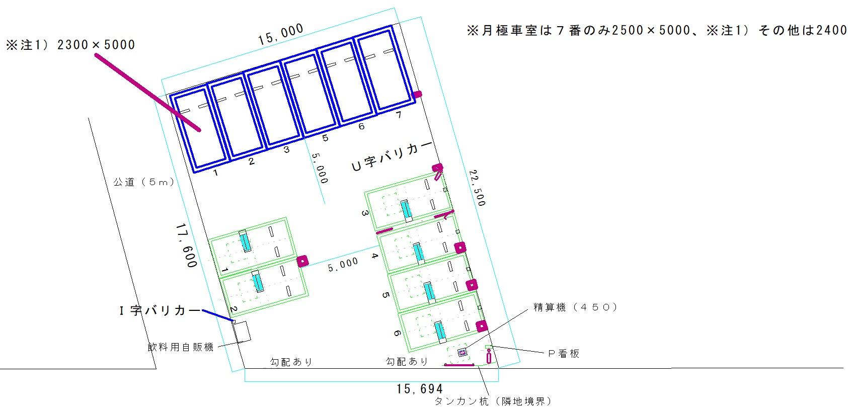 大宗コーポ駐車場第2の駐車配置図
