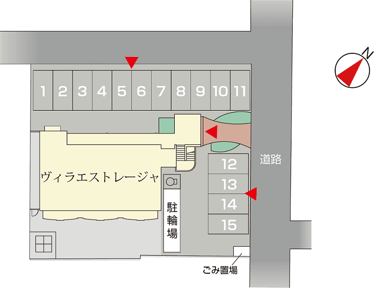 ヴィラ　エストレージャの駐車配置図