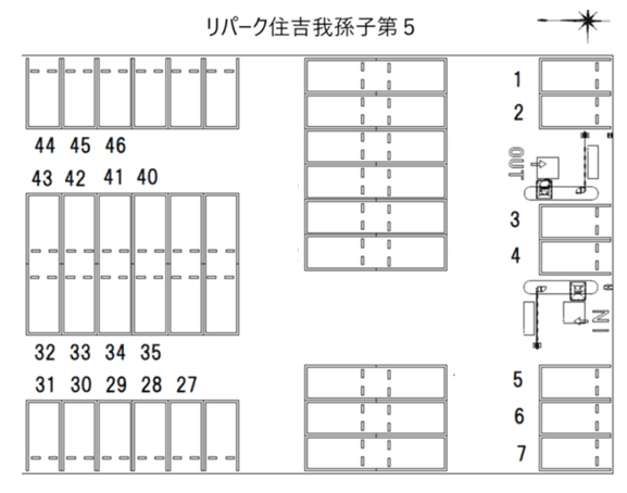 住吉我孫子第５の駐車配置図