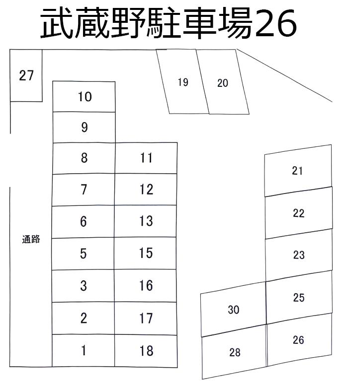 武蔵野駐車場の駐車配置図