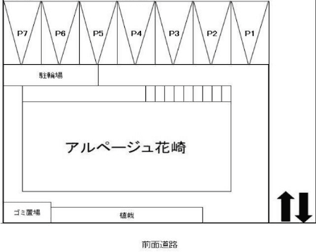 アルページュ花崎 駐車場の駐車配置図