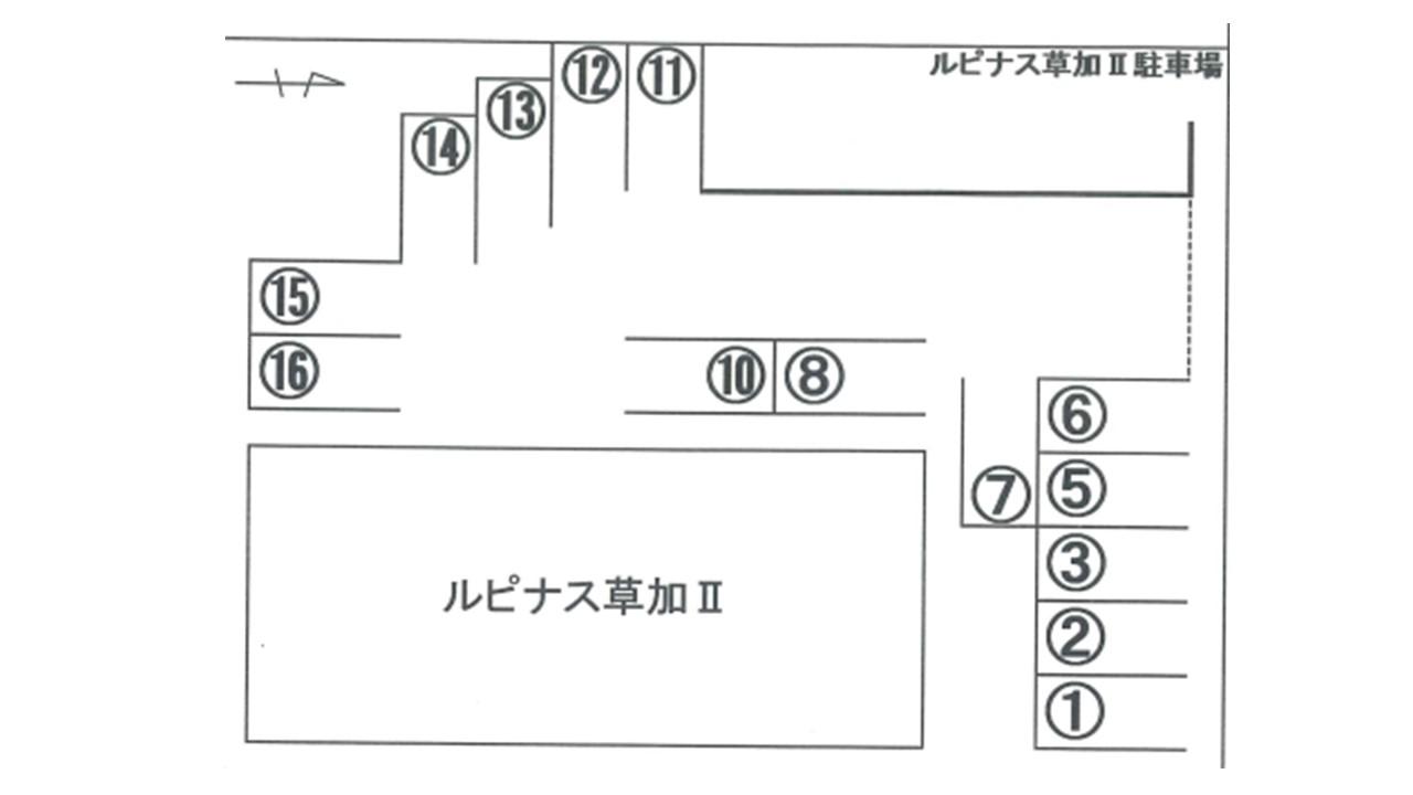 ルピナス草加Ⅱ駐車場の駐車配置図
