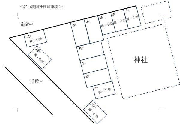 谷山護国神社駐車場の駐車配置図