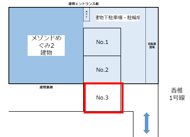 メゾンドめぐみ2駐車場の駐車配置図