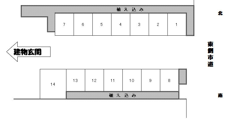 E-53 Mﾌﾗｯﾂ桜町内貸駐車場の駐車配置図