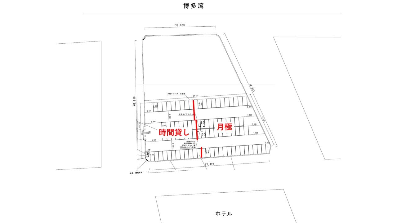 福岡市港１丁目第２【短期】の駐車配置図