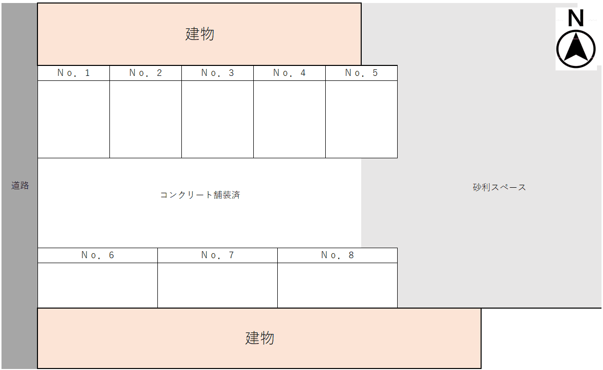 ちろりん村第二月極駐車場の駐車配置図
