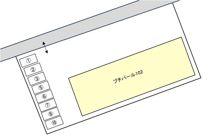 プチパール102西側駐車場の駐車配置図