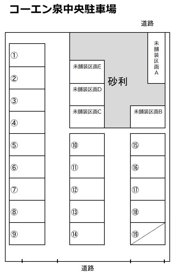 コーエン泉中央駐車場の駐車配置図