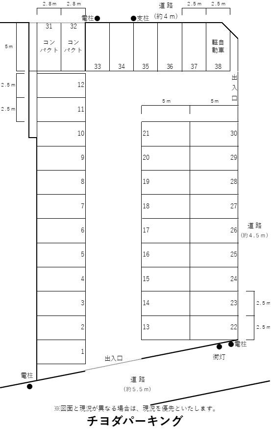 チヨダパーキングの駐車配置図