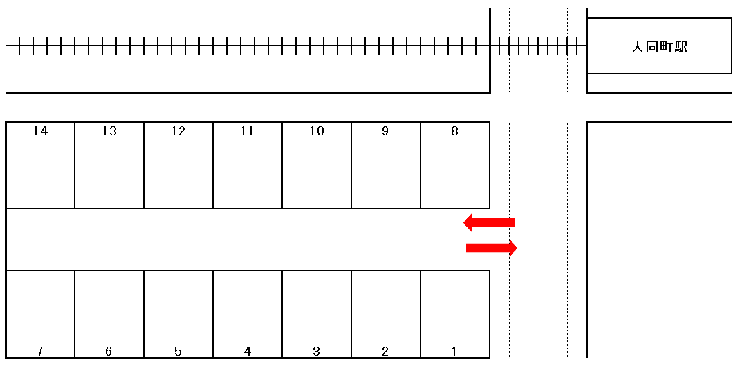 大同町駅南駐車場の駐車配置図