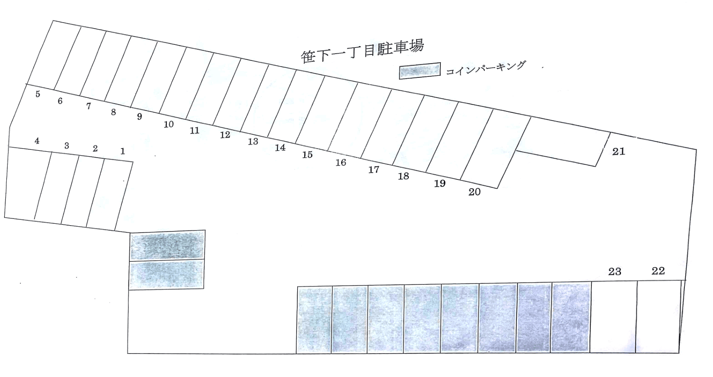 笹下一丁目駐車場の駐車配置図
