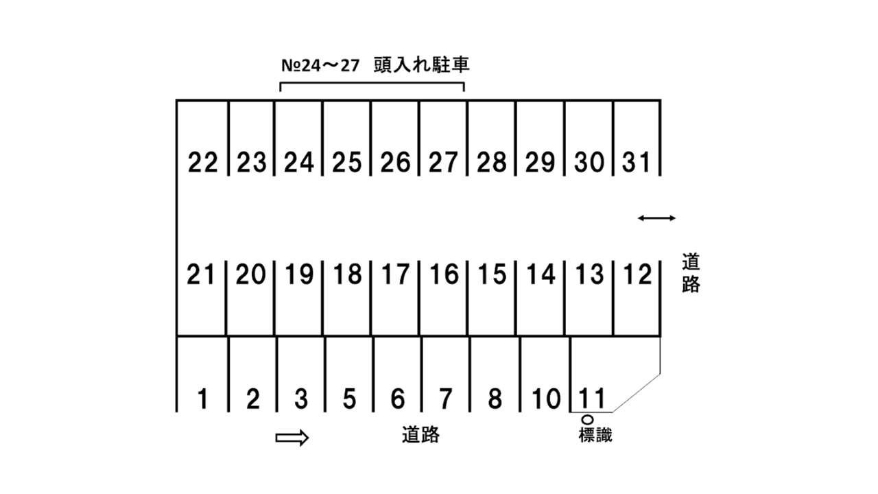 島田公園南パーキングの駐車配置図