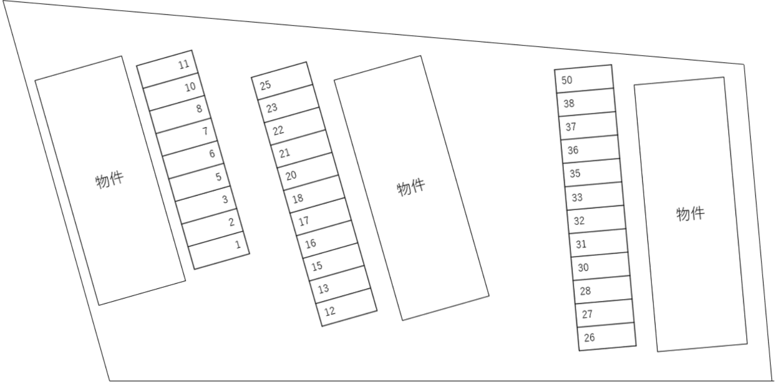 ユニゾン横倉Ａ・Ｂ・Ｃ別駐車場の駐車配置図