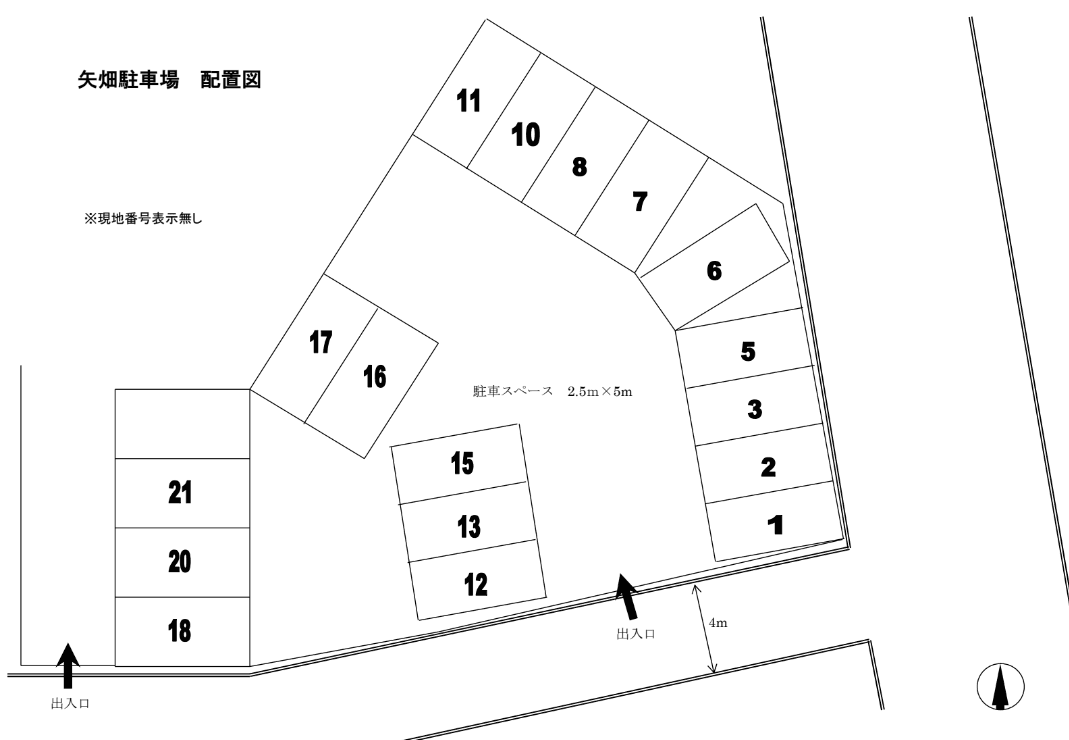 矢畑駐車場の駐車配置図