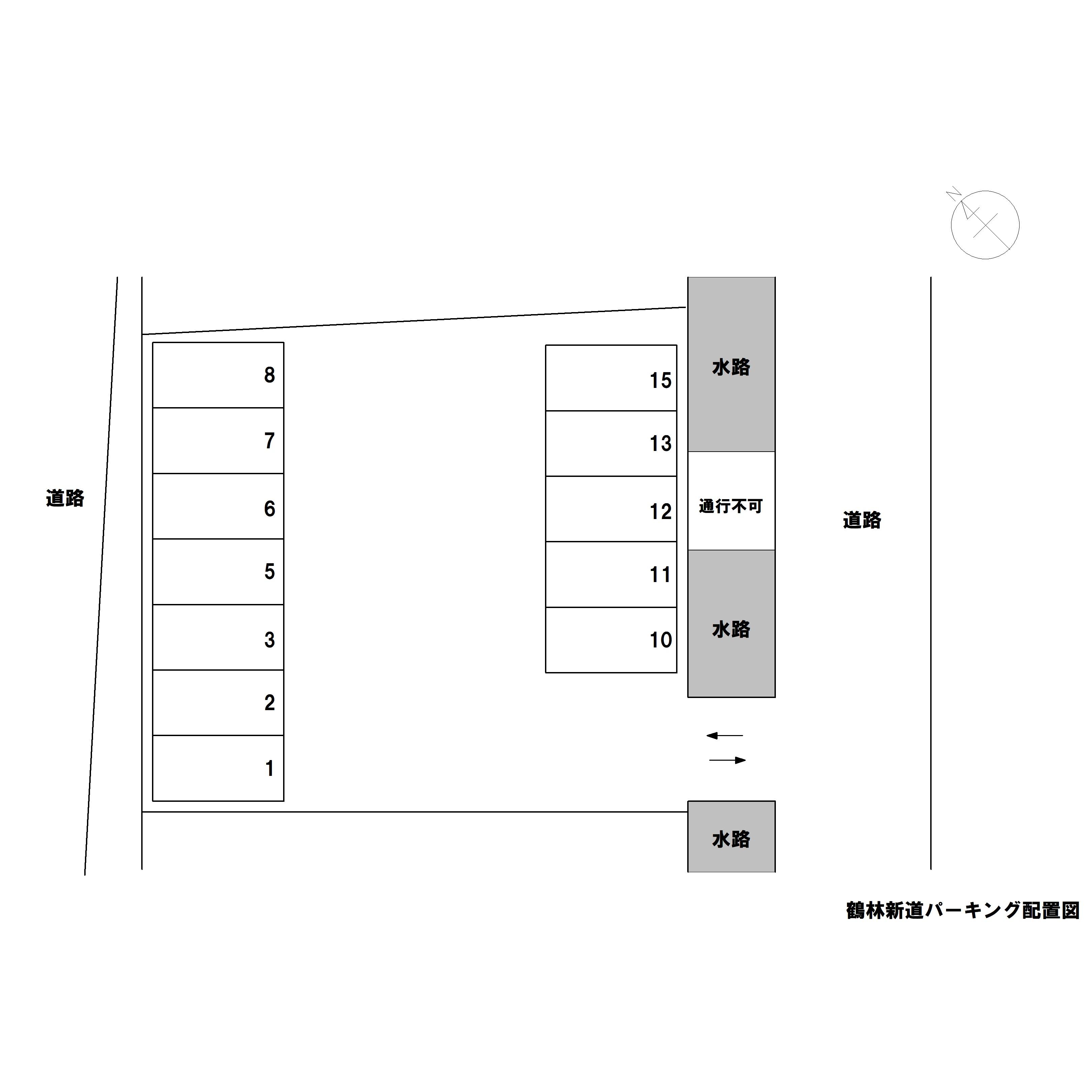 鶴林新道パーキングの駐車配置図
