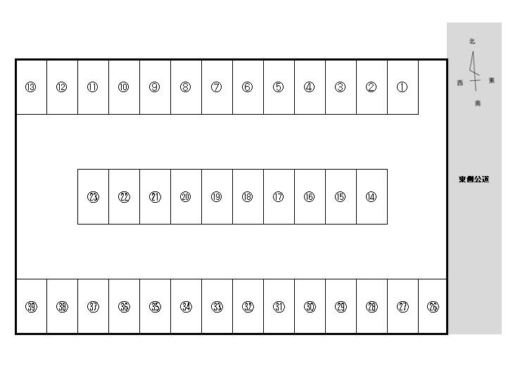 六ツ野園駐車場の駐車配置図