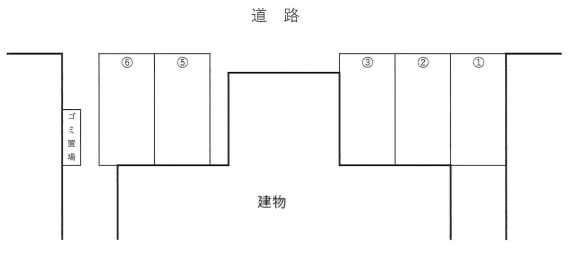 ヒルサイドヴィラ駐車場の駐車配置図