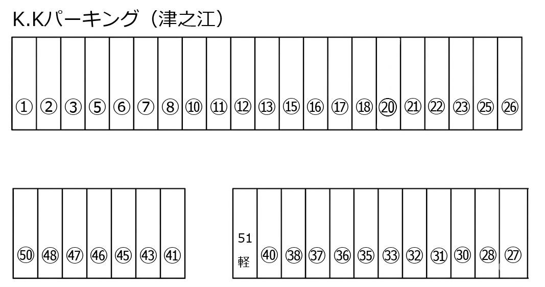 津之江KKパーキング①の駐車配置図