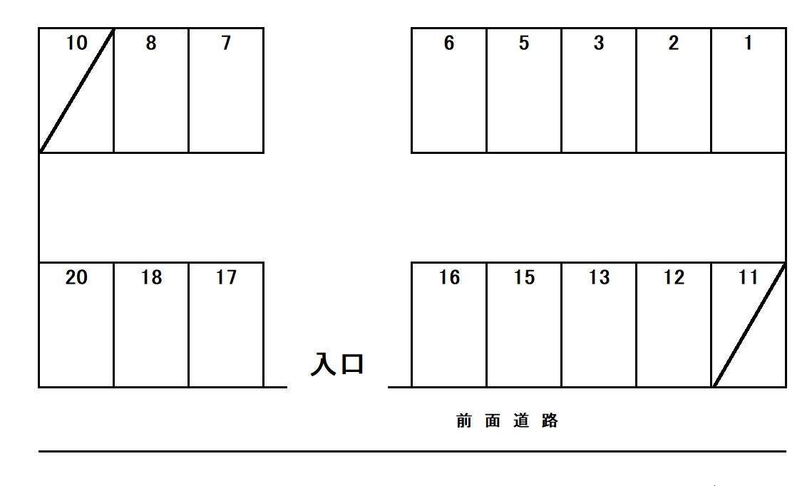 礒貝パーキングの駐車配置図