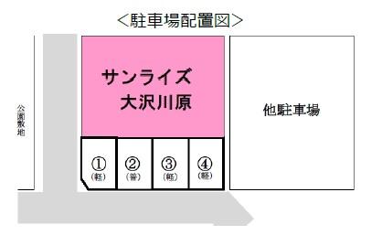 サンライズ大沢川原（駐車場）の駐車配置図