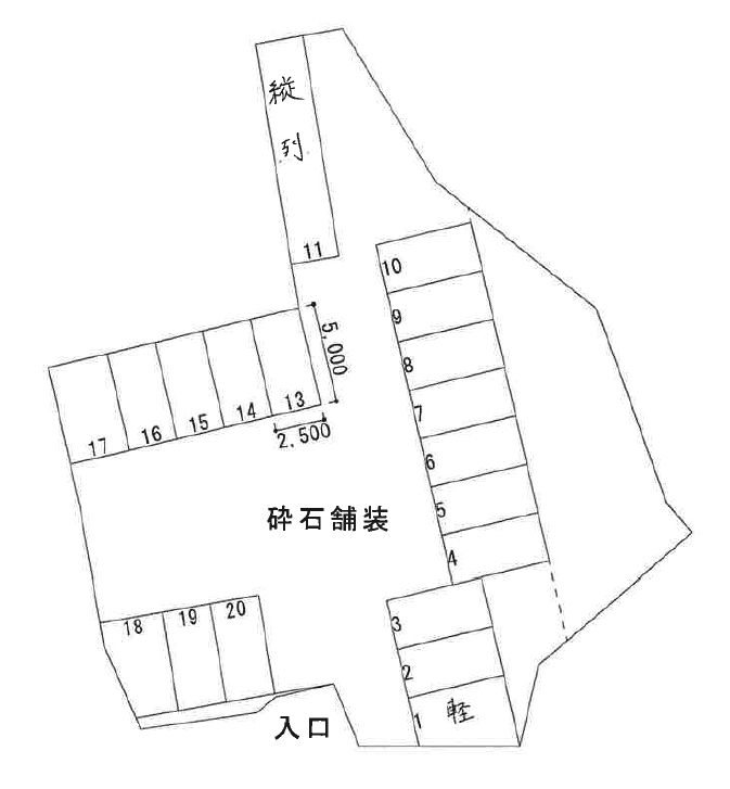 松崎山林生産組合月極駐車場の駐車配置図
