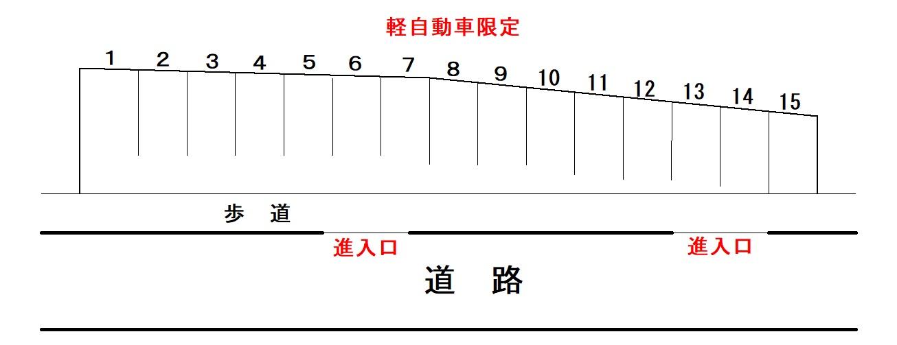 興津トキ子駐車場（県道沿い）の駐車配置図