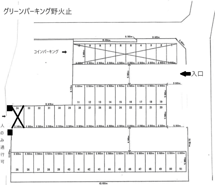 グリーンパーキング野火止の駐車配置図