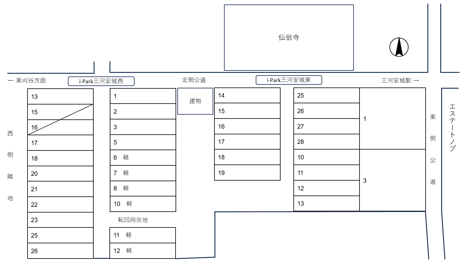 i-Park三河安城の駐車配置図