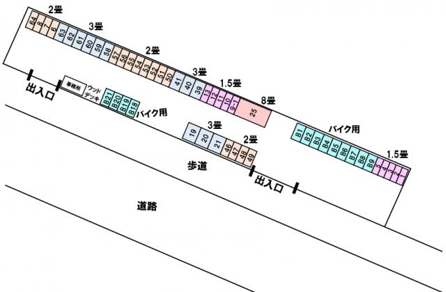 バイクガレージ多賀城の駐車配置図