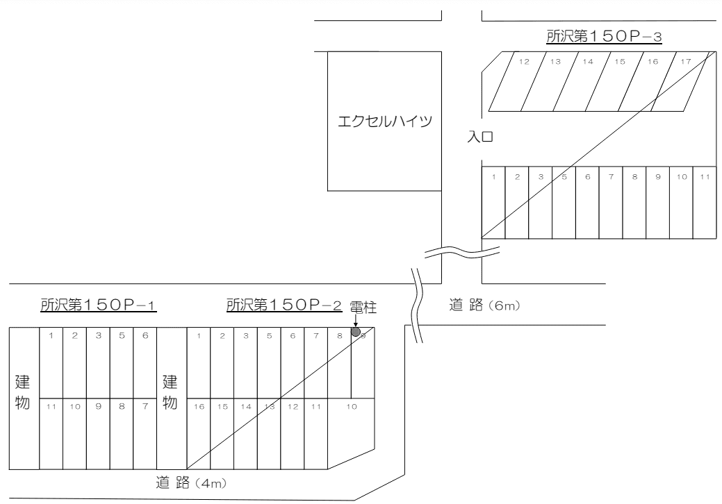 所沢第１５０Ｐ－１の駐車配置図