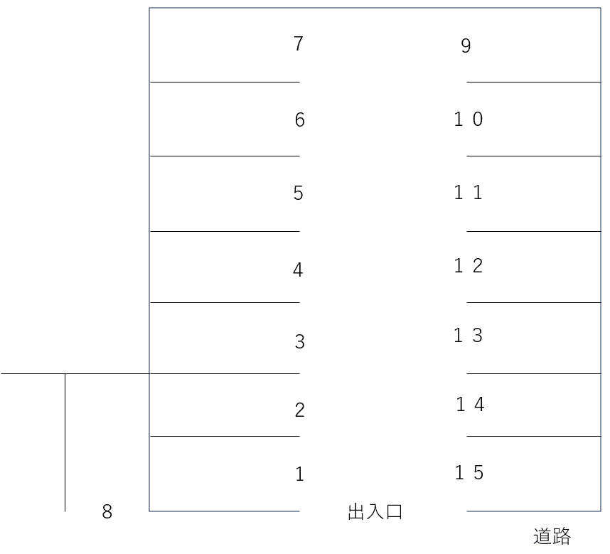 上原駐車場Ⅱ/758の駐車配置図