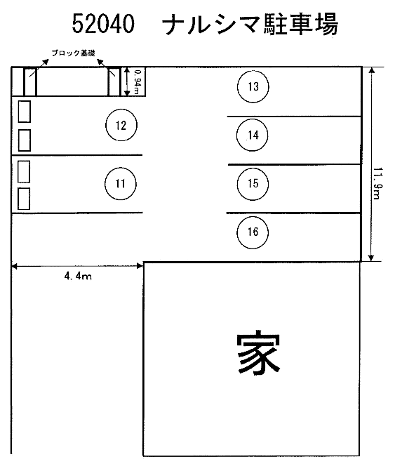 【52040】ナルシマ駐車場の駐車配置図