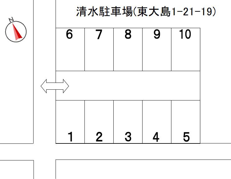 清水駐車場(東大島1-21-19)の駐車配置図