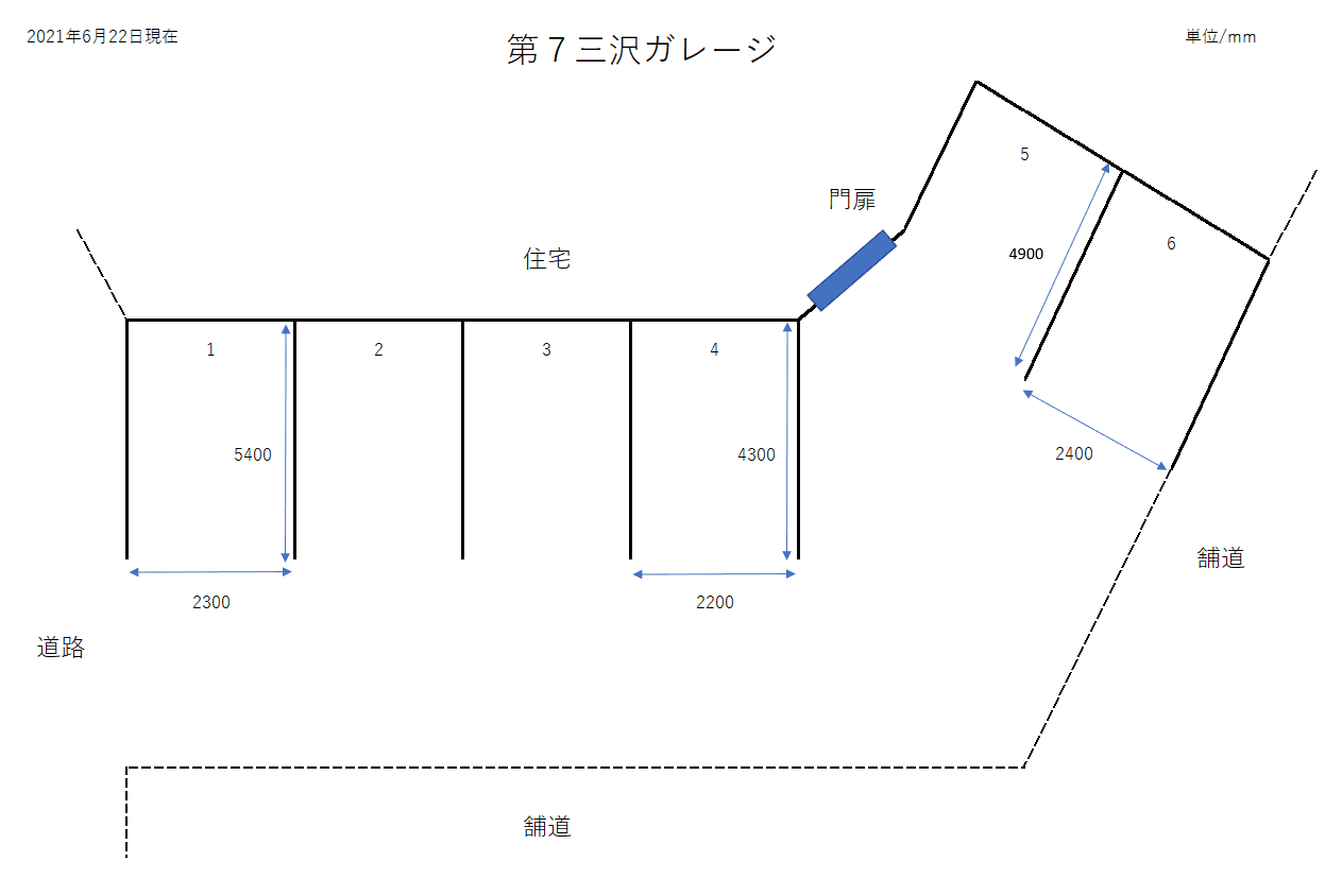 第7三沢ガレージの駐車配置図