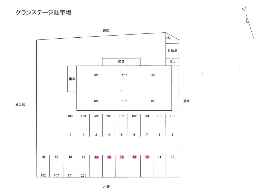 グランステージ駐車場の駐車配置図