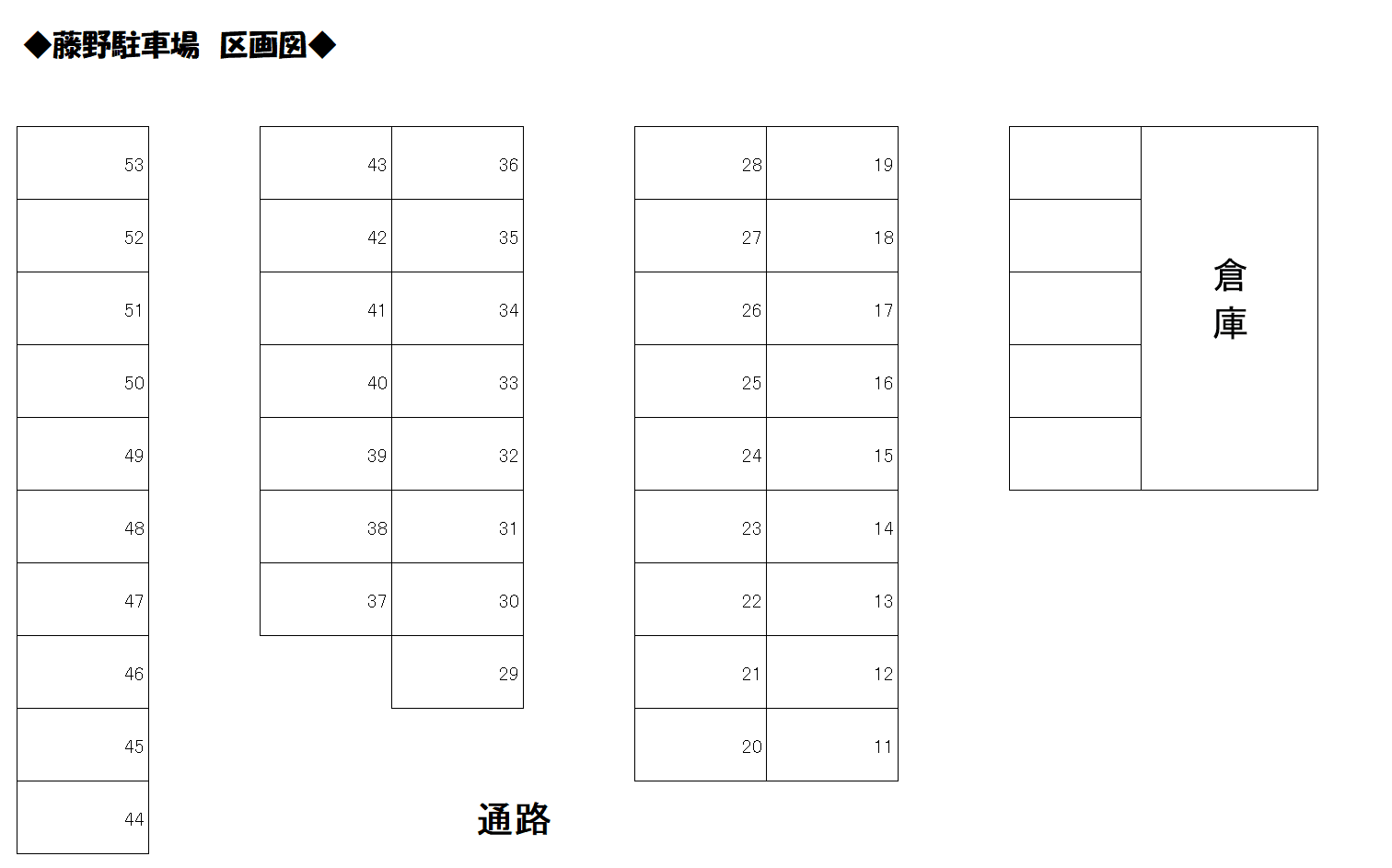 藤野駐車場の駐車配置図