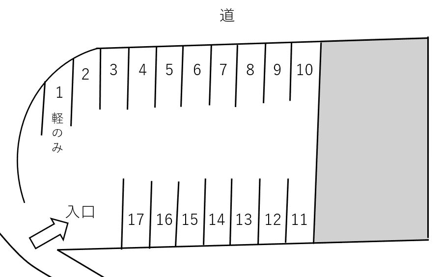 上野ガレージの駐車配置図