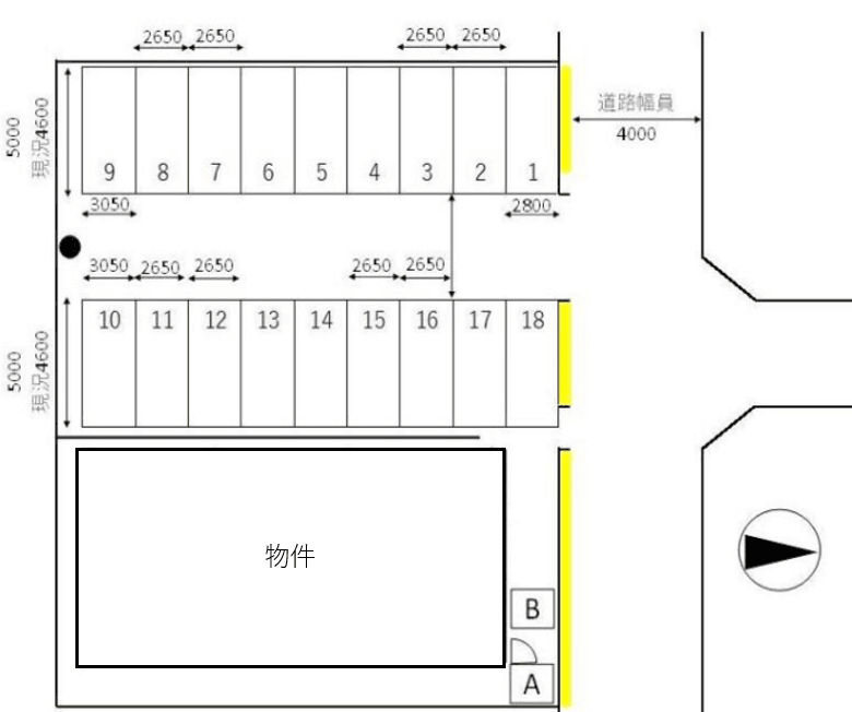 中西モータープールの駐車配置図