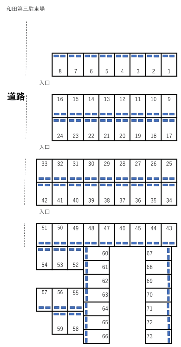 和田第三駐車場の駐車配置図
